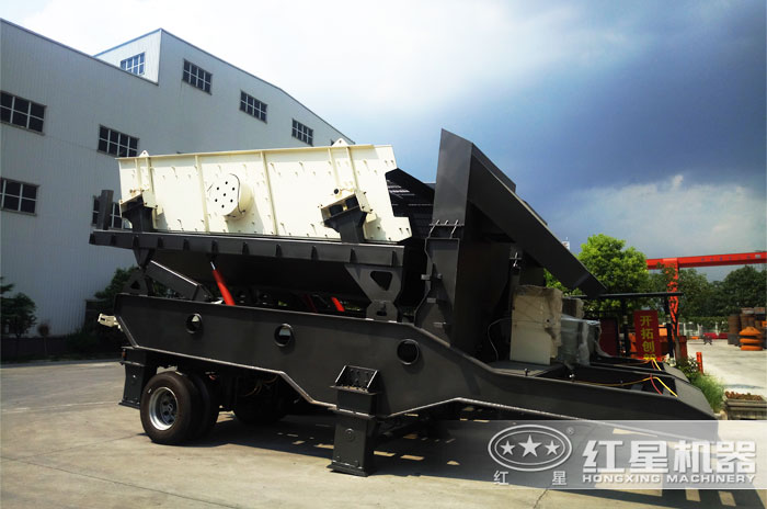 可移動振動篩沙機，半掛車車頭牽引隨時隨地流動作業