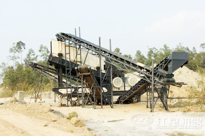 可移動振動篩沙機，半掛車車頭牽引隨時隨地流動作業